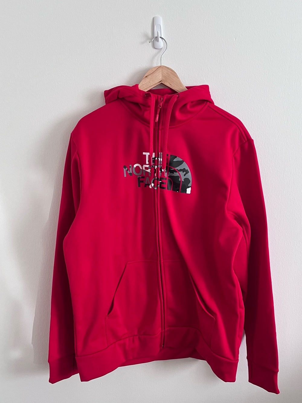 The North Face Men's XL Camo Dome Red Full-Zip Hoodie Sweater Zip Up Long sleeve